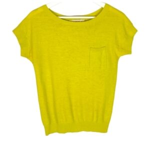 Burnout Textured Cotton Short Sleeve Crew Neck Top in Lime,  XXS